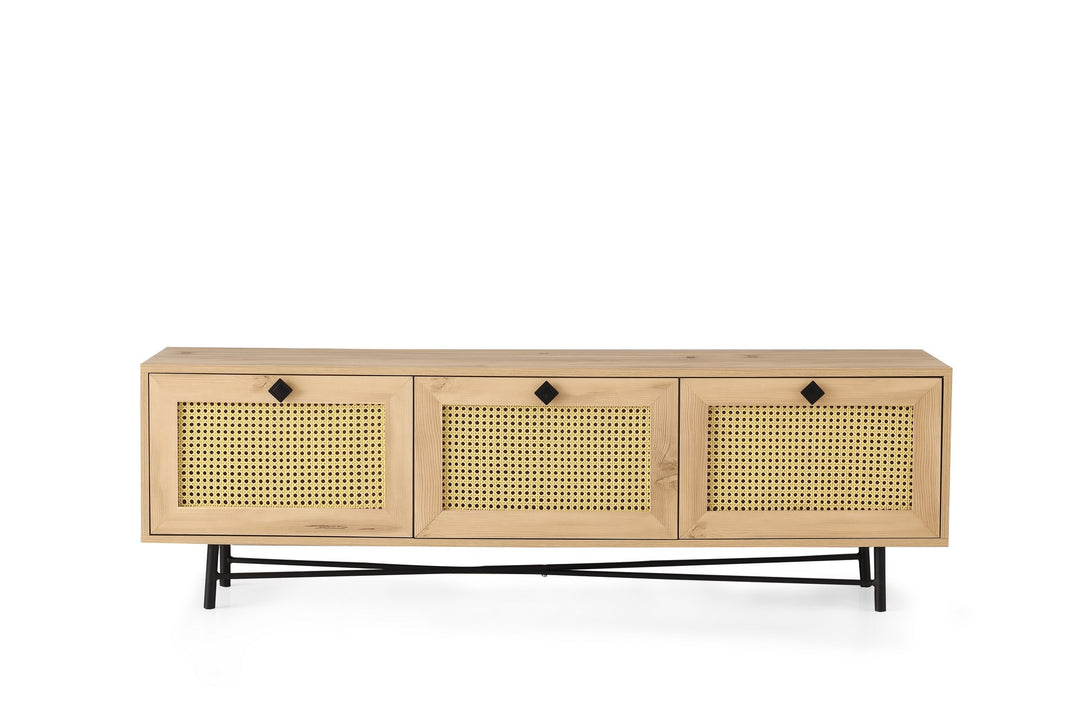 NORDVÄRK Alcazar TV-bord m. 3 låger egefarvet melamin 180x40