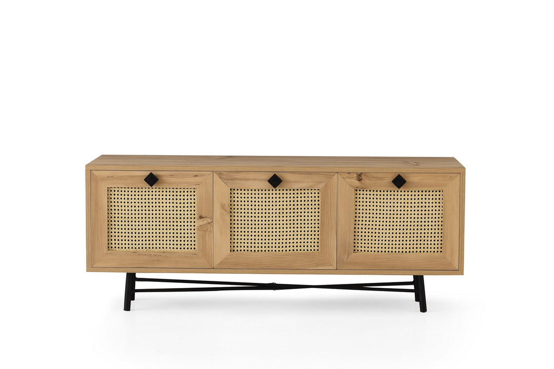 NORDVÄRK Alcazar TV-bord m. 3 låger egefarvet melamin 140x40