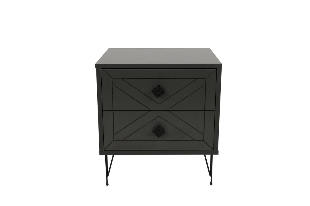 FUNZI LIVING Luna natbord m. 2 skuffer antracitgrå melamin og antracitgrå metal 50x40