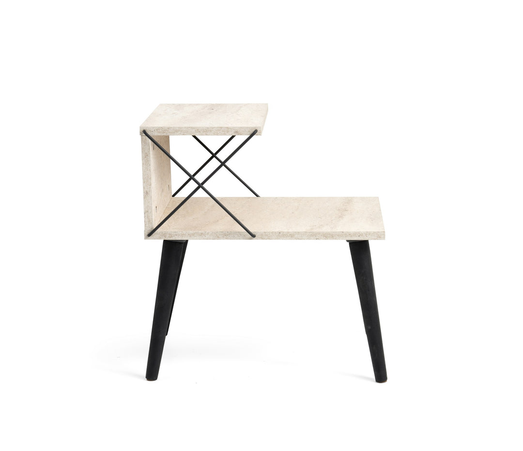 FUNZI LIVING Cross natbord m. bundhylde travertin melamin og sort bøg 50x40