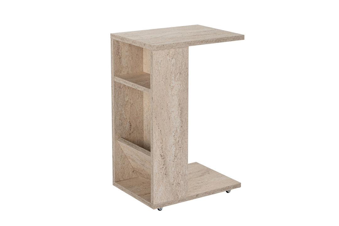 NORDVÄRK Filinta sidebord m. hylder og hjul rektangulær hvid travertin melamin 30x40