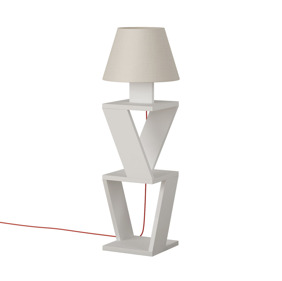 NORDVÄRK Kozena gulvlampe m. 2 hylder hvid og hvid melamin