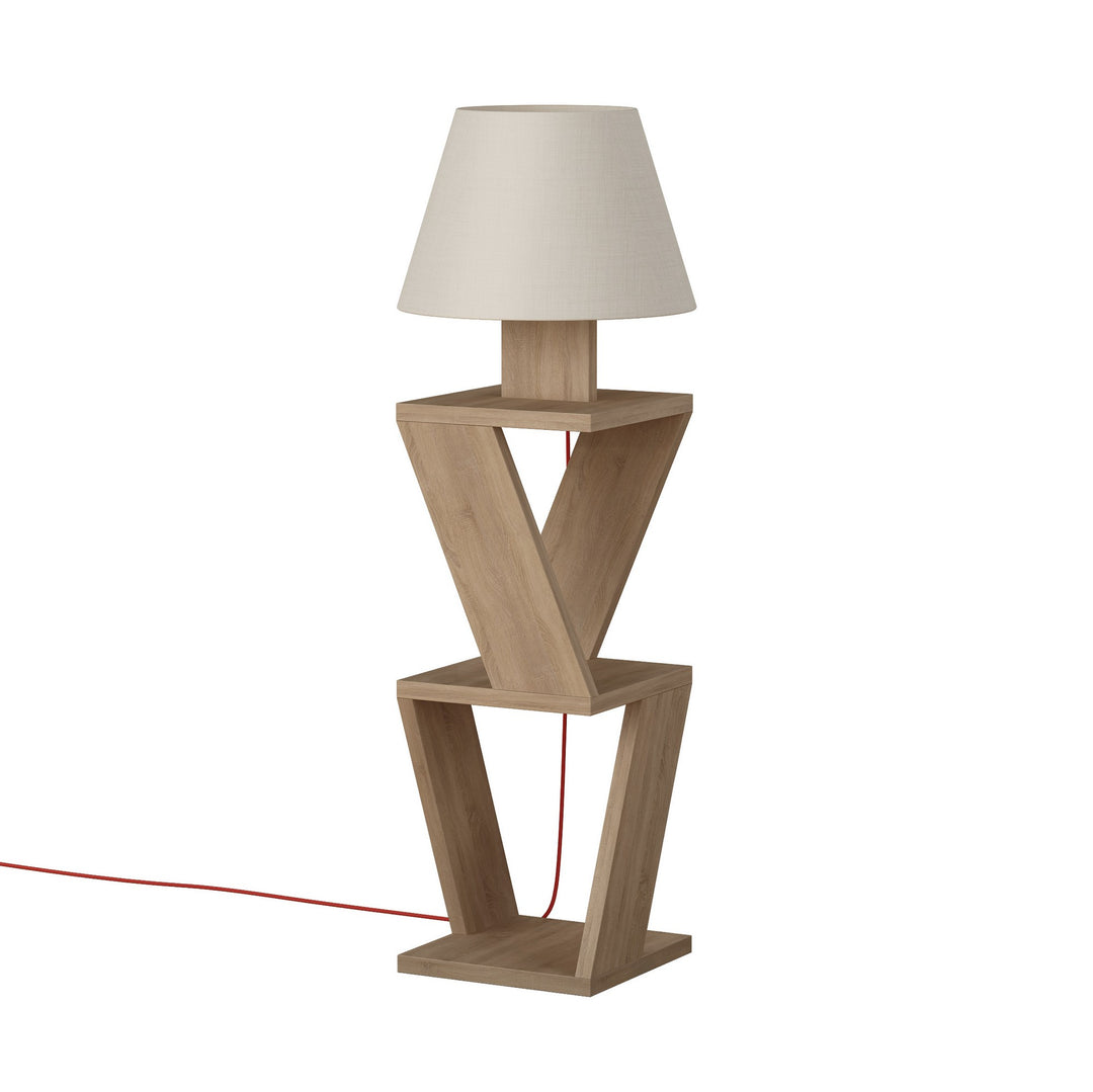 NORDVÄRK Kozena gulvlampe m. 2 hylder hvid og egefarvet melamin
