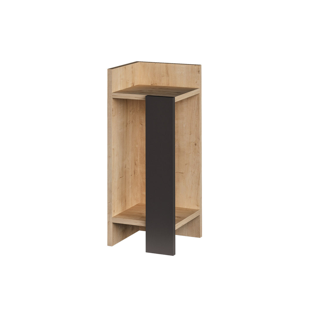 FUNZI LIVING Elos natbord venstre m. 2 hylder eg og antracitgrå melamin 15x27