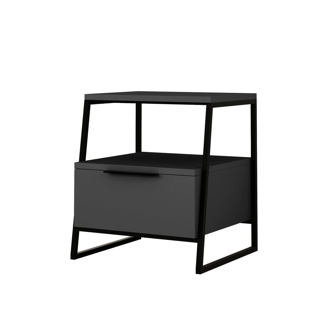 FUNZI LIVING Pal sengebord m. 1 rum og 1 låge antracitgrå melamin 45x40
