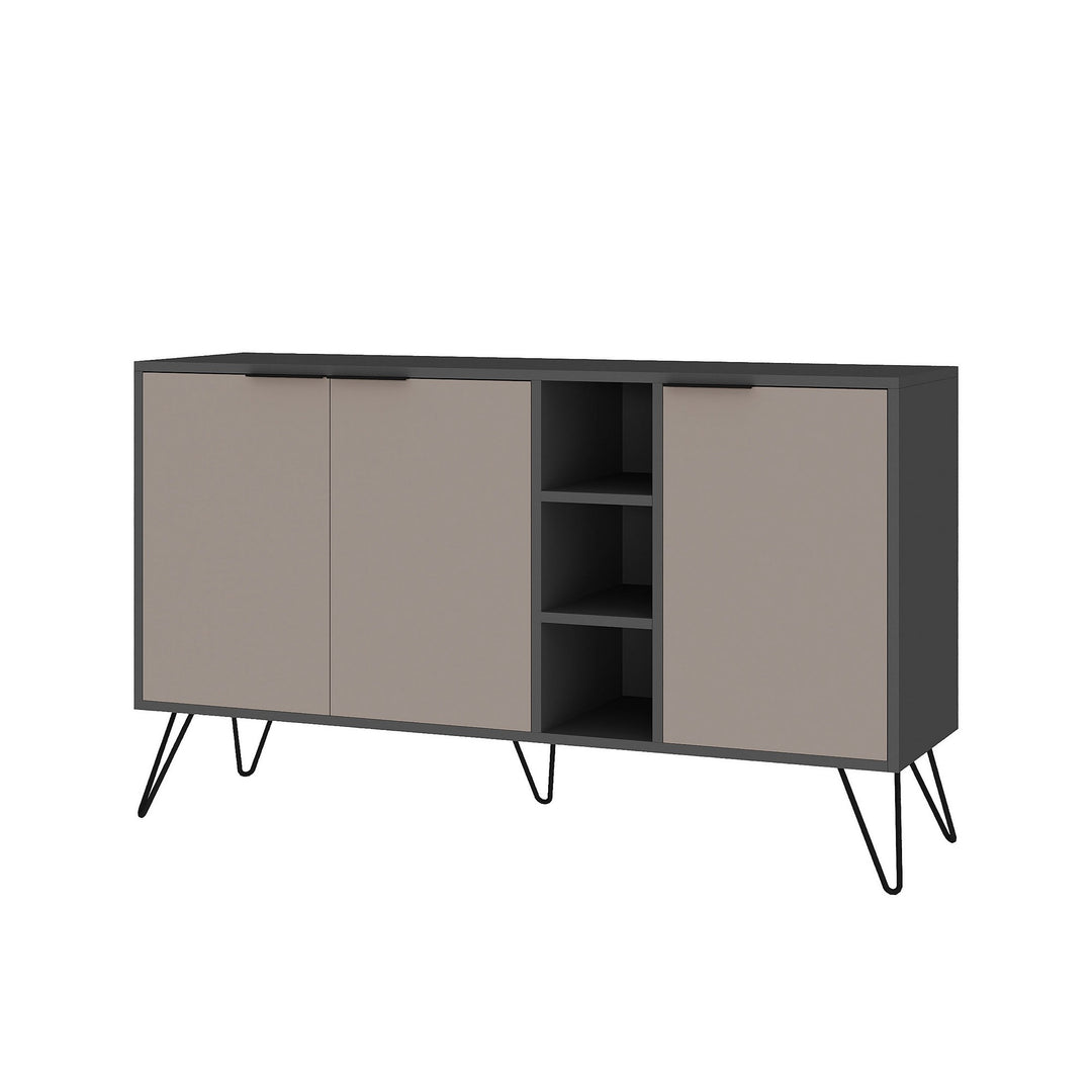 NORDVÄRK Clara konsolbord m. 3 låger 4 hylder antracitgrå/lys mokka melamin og metal 142x35,6