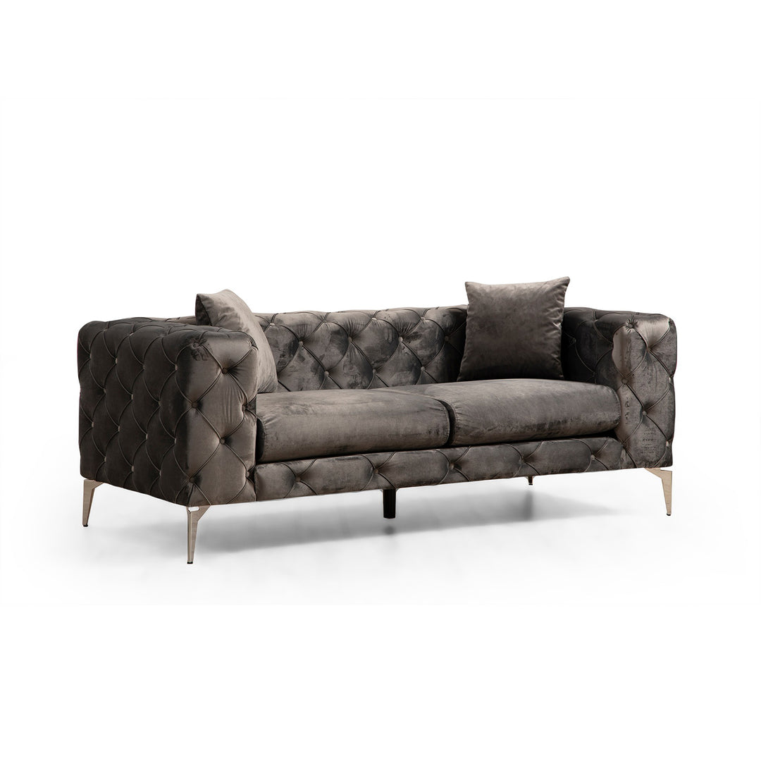 NORDVÄRK Como 2 pers. sofa antracitgrå polyester stof og forkromet metal