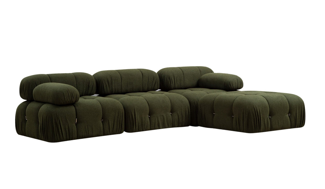 NORDVÄRK Bubble L1-O1-1R-PUF hjørnesofa grøn polyester og mat sort plast