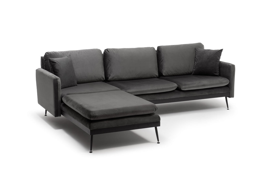 NORDVÄRK Reya hjørnesofa antracitgrå polyester og metal