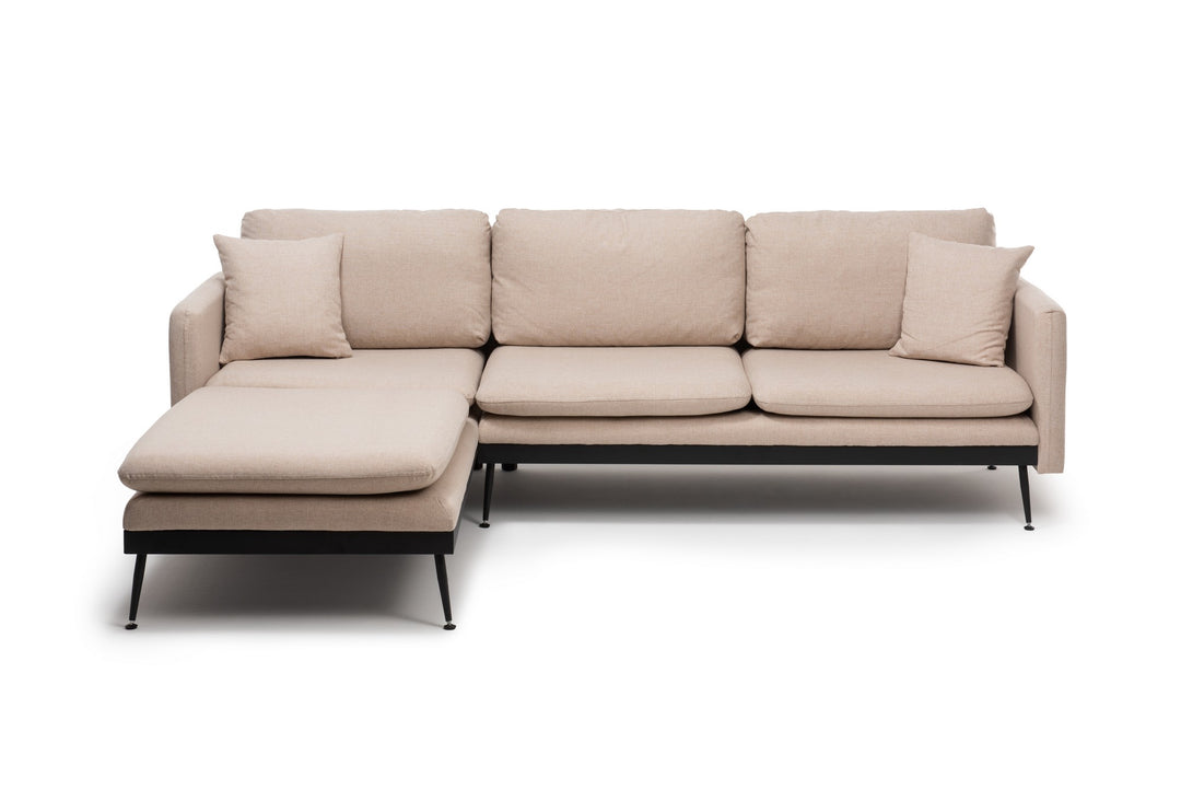 NORDVÄRK Reya hjørnesofa creme stof og metal