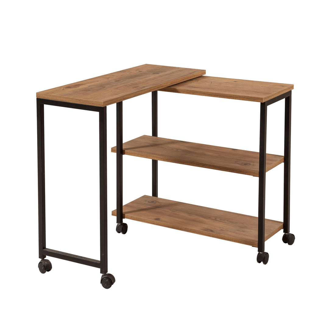 NORDVÄRK Melin sidebord m. 2 hylder og hjul Atlantic Pine melamin og sort metal