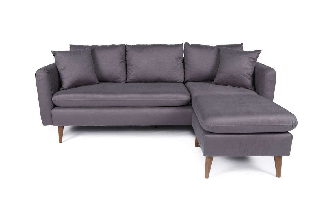 NORDVÄRK Sofia hjørnesofa højre antracitgrå stof og træ