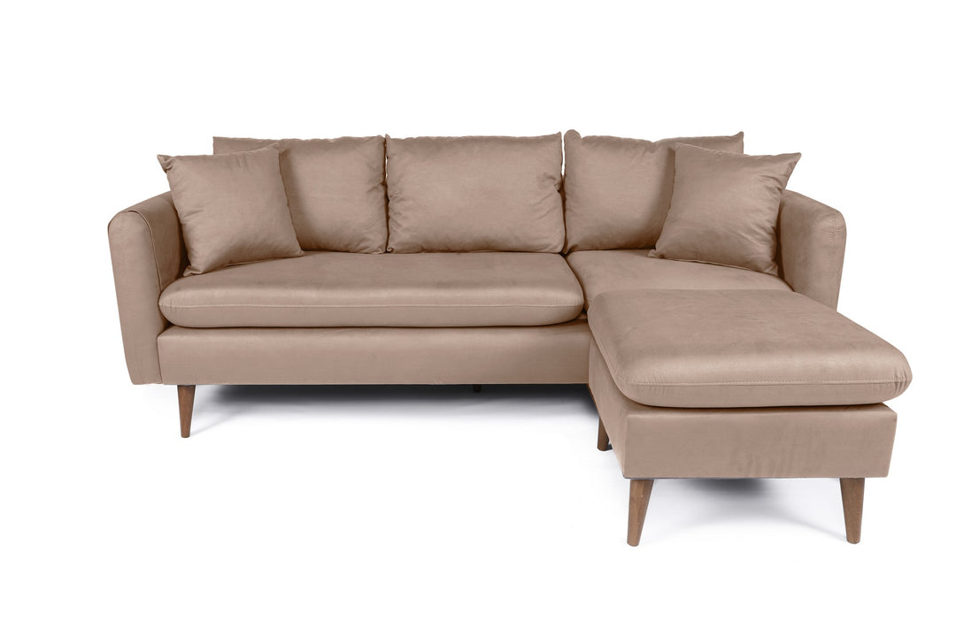 NORDVÄRK Sofia hjørnesofa højre brun stof og træ