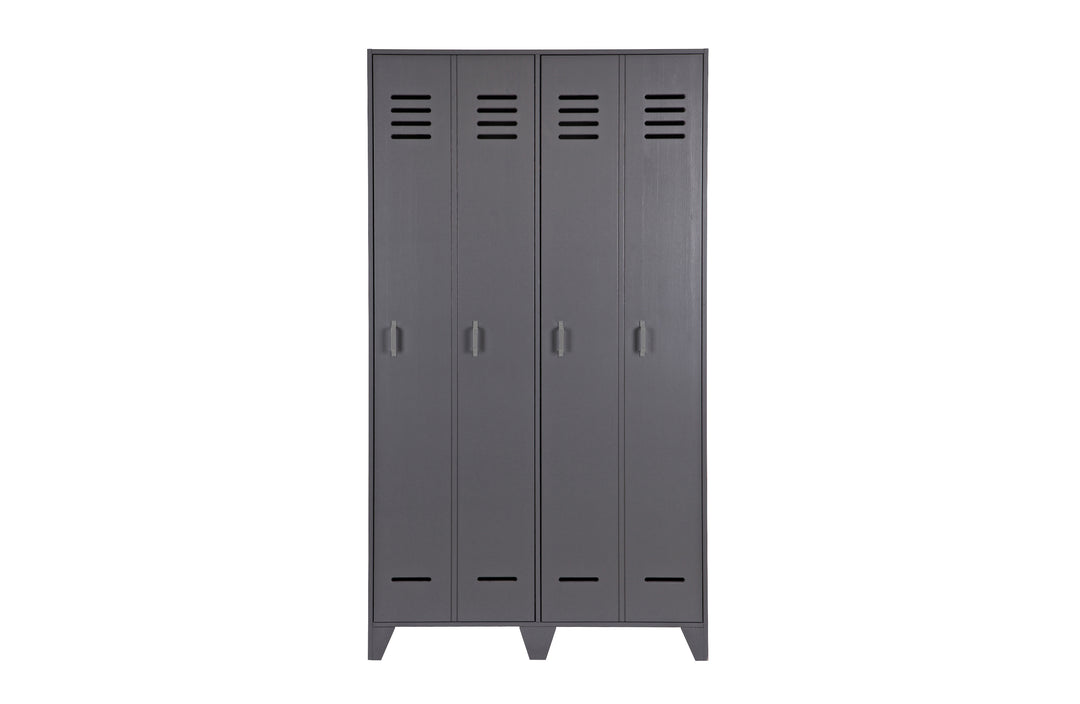 WOOOD Stijn Locker garderobeskab m. 2 låger og 8 hylder stålgrå fyrretræ