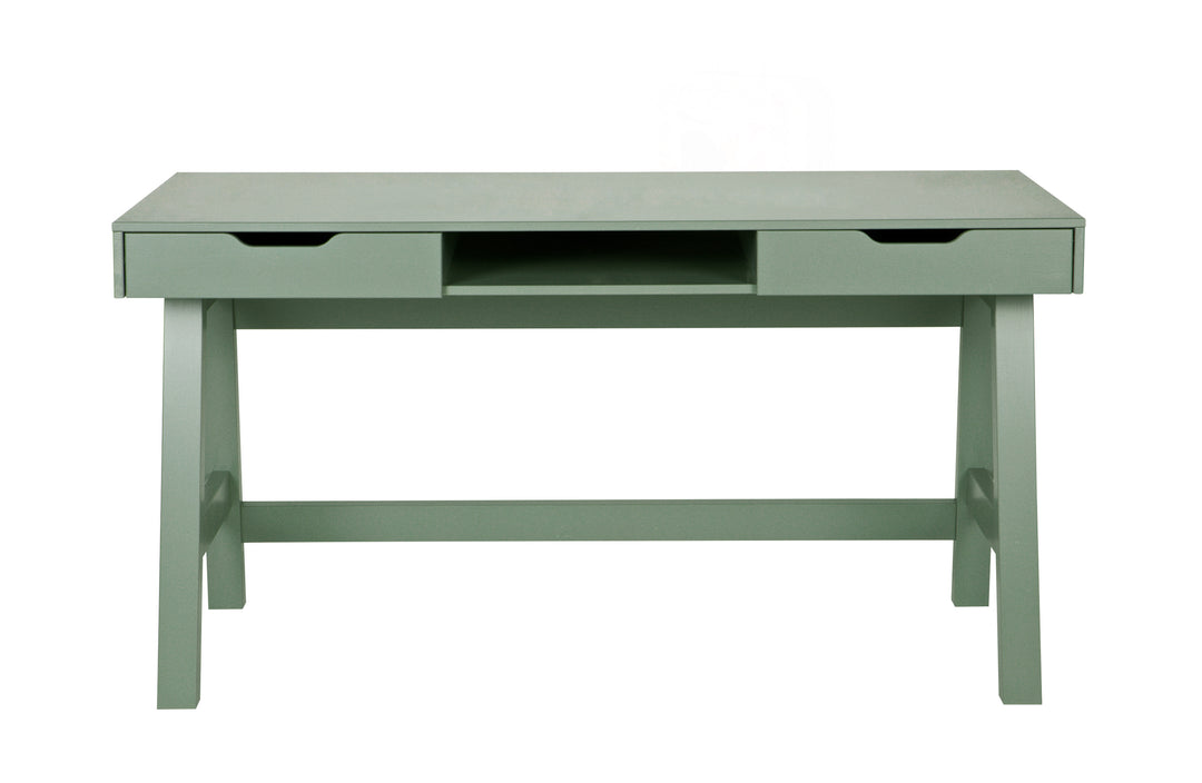WOOOD Nikki skrivebord m. 1 rum og 2 skuffer jade grøn fyrretræ 140x62