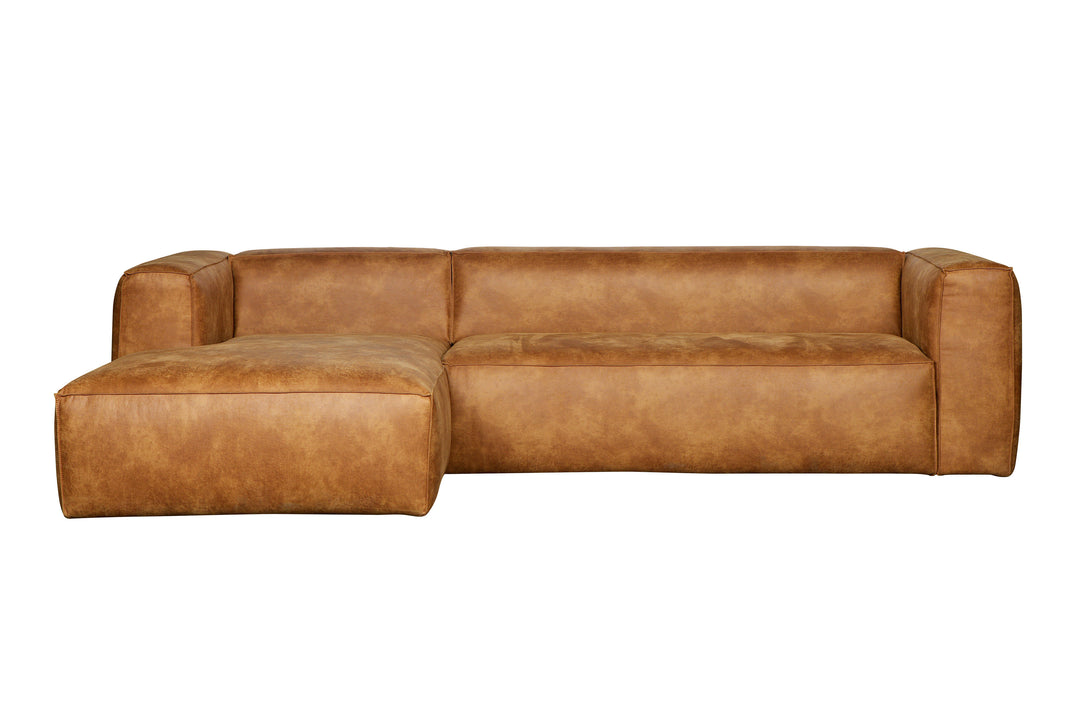 WOOOD Bean hjørnesofa venstre cognac læderfiber/polyester