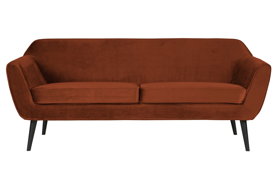 WOOOD Rocco sofa rust polyester fløjl og sort bøgetræ