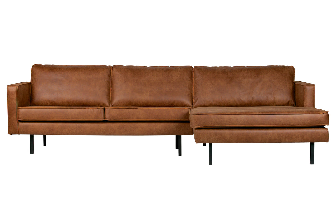 Produktbillede af WOOOD Rodeo sofa m. højre chaiselong cognac stof i premium kvalitet
