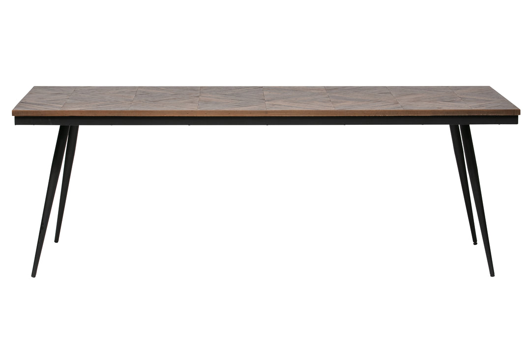 Produktbillede af WOOOD Rhombic spisebord rektangulær natur genanvendt teak og sort strygejern 220x90 i premium kvalitet