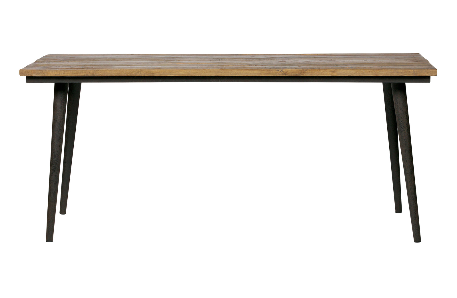 Produktbillede af WOOOD Collection spisebord rektangulær natur genbrugt elmetræ og rustsort jern 220x90 i premium kvalitet