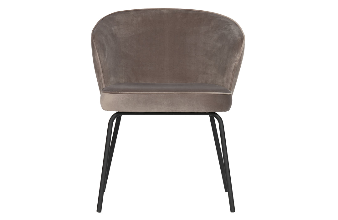 WOOOD Admit spisebordsstol khaki fløjl polyester og sort metal