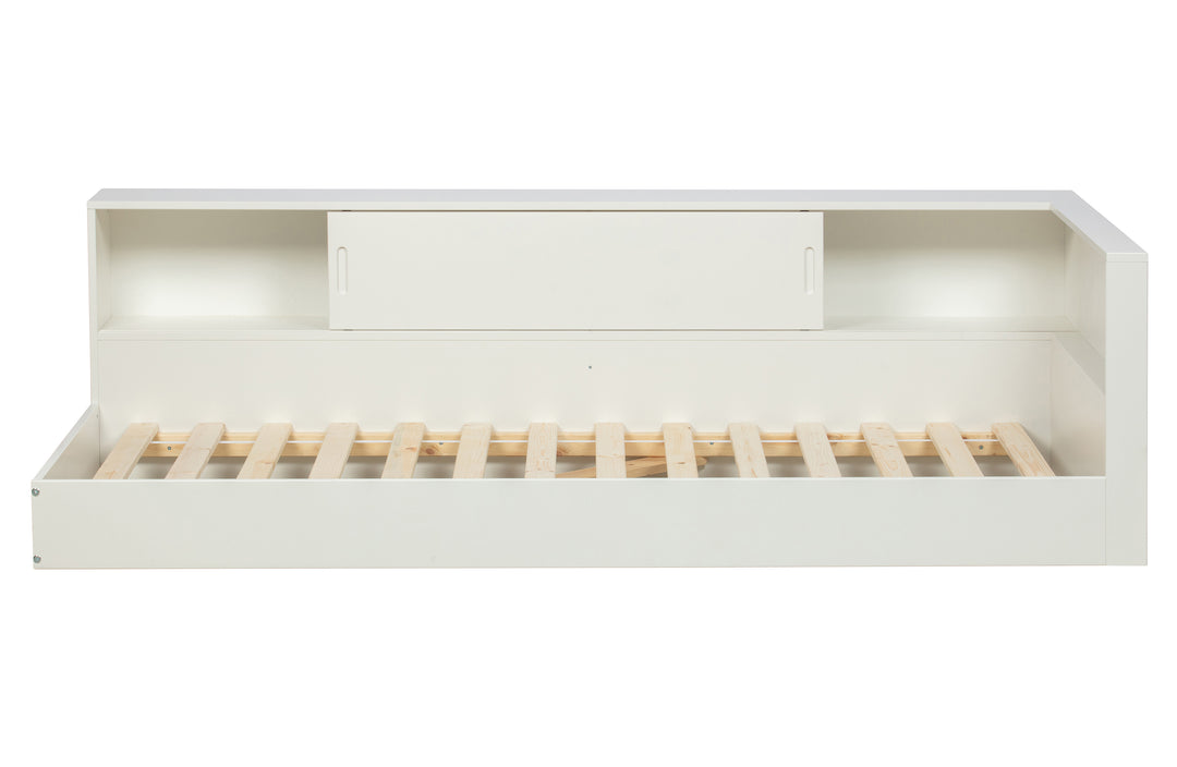 WOOOD Connect hjørne sengeramme m. 2 rum ekskl. lamelbund og madras hvid fyrretræ 90x200