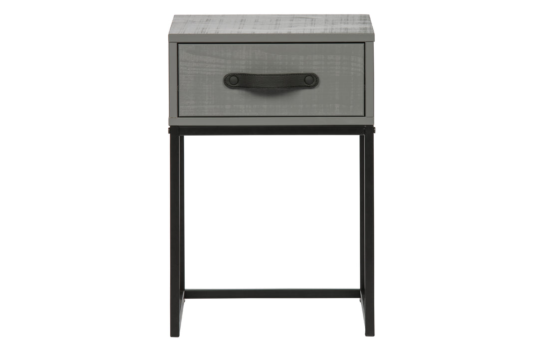 WOOOD Morris sengebord m. 1 skuffe grå fyrretræ 35x35