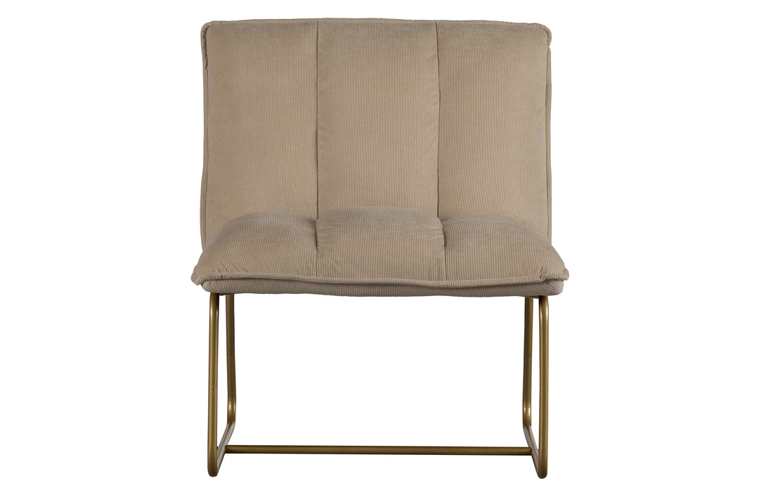 WOOOD Fie lænestol sand polyester fløjl og guld metal