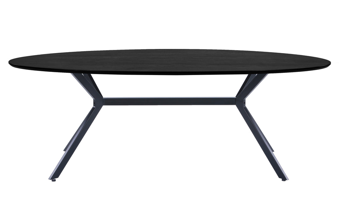 WOOOD EXCLUSIVE Bruno spisebord oval sort MDF og stål 220x100