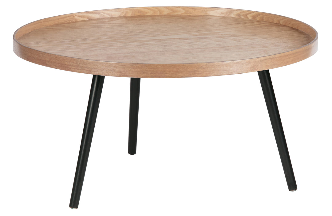 WOOOD Mesa sidebord XL rund natur MDF og sort fyrretræ Ø78