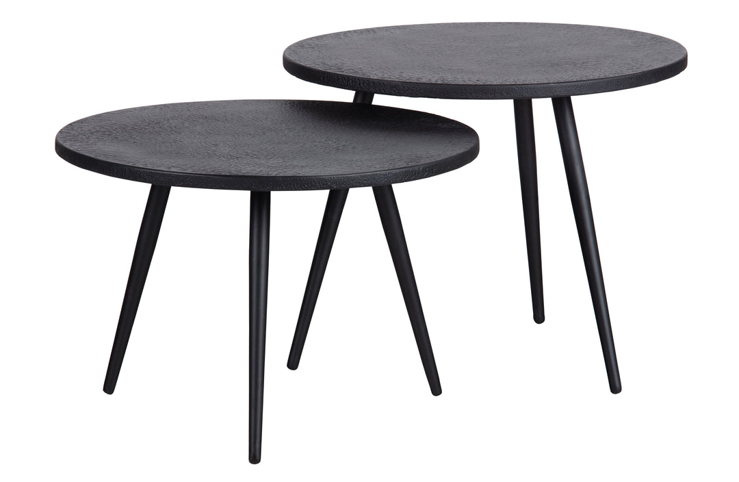 WOOOD Suze sidebord rund sort metal sæt af 2
