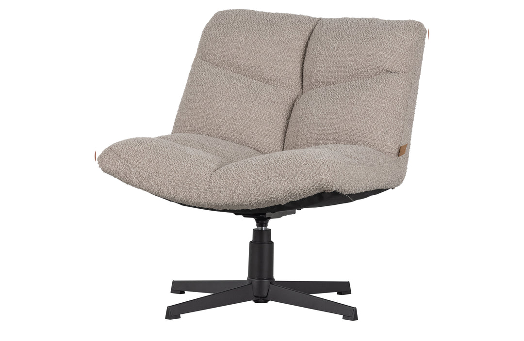 Produktbillede af WOOOD EXCLUSIVE Vinny drejestol sand bouclé polyester og sort metal i premium kvalitet