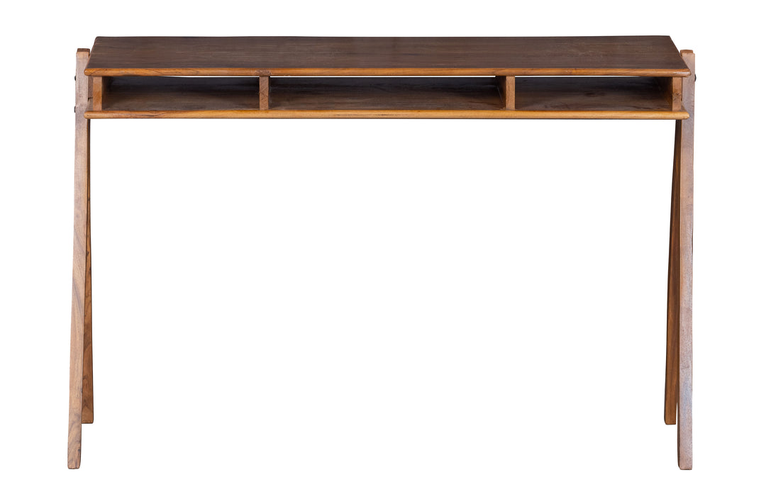 WOOOD Collection skrivebord m. 3 åbne rum brun akacietræ 120x50