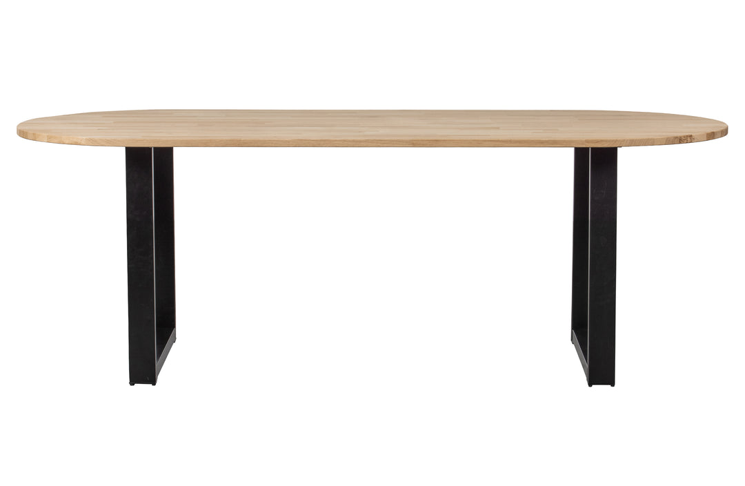 Produktbillede af WOOOD Tablo spisebord oval natur eg og sort stål 220x90 i premium kvalitet
