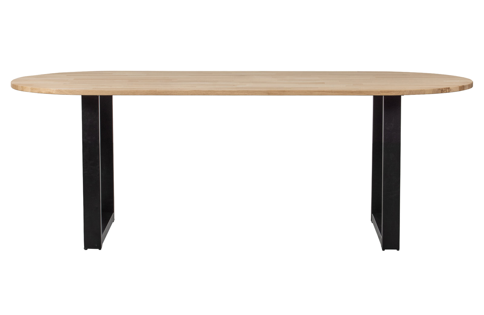 Produktbillede af WOOOD Tablo spisebord oval natur eg og sort stål 220x90 i premium kvalitet
