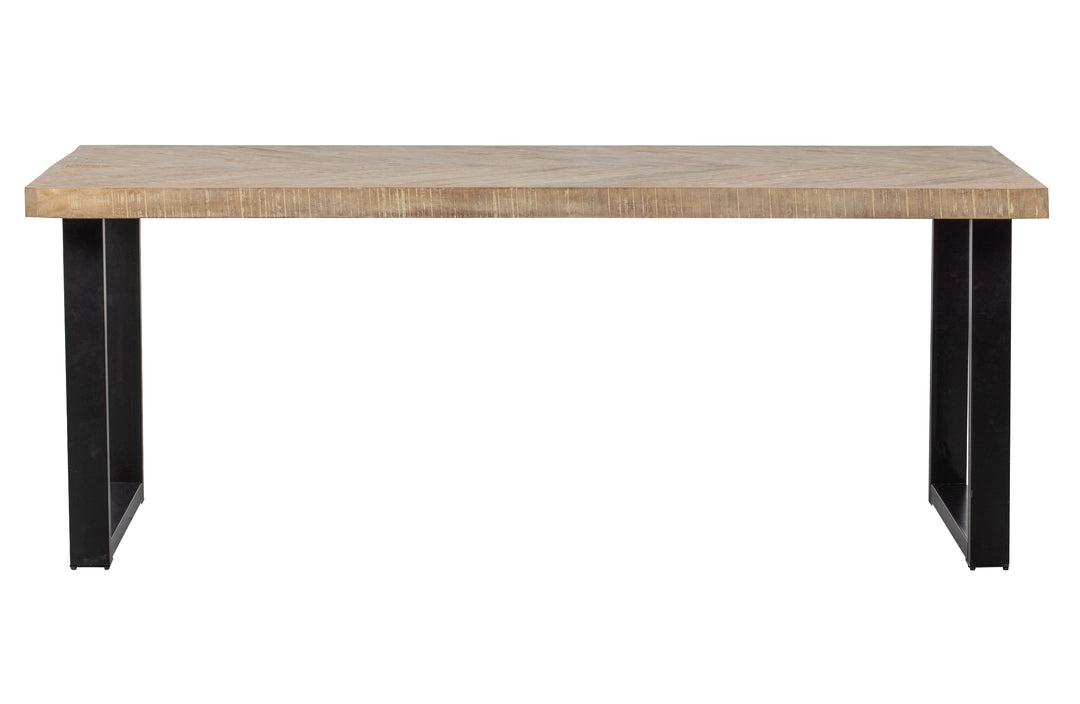Produktbillede af WOOOD Tablo sildebens spisebord rektangulær hvidvasket mangotræ og stål 180x90 i premium kvalitet