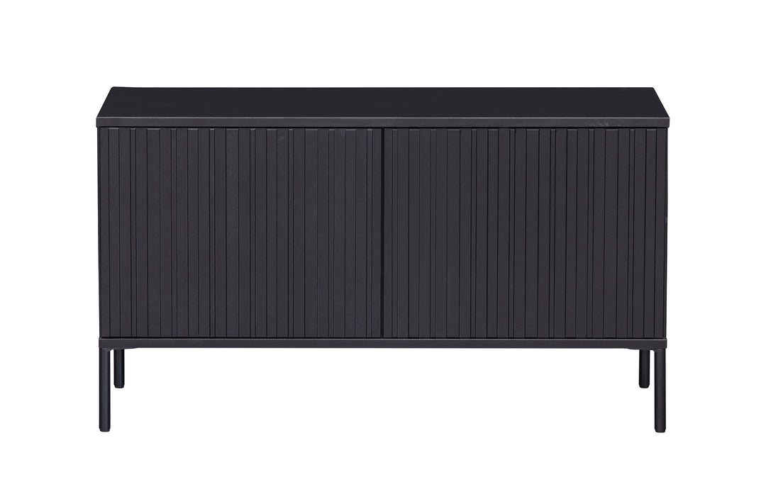 WOOOD EXCLUSIVE New Gravure TV-bord m. 2 push to open låger sort fyrretræ og sort metal B:100