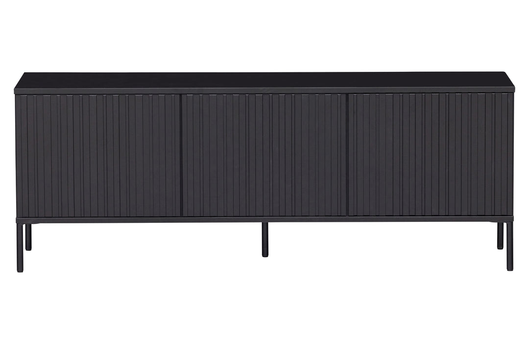 WOOOD EXCLUSIVE New Gravure TV-bord m. 3 push to open låger sort fyrretræ og sort metal B:150