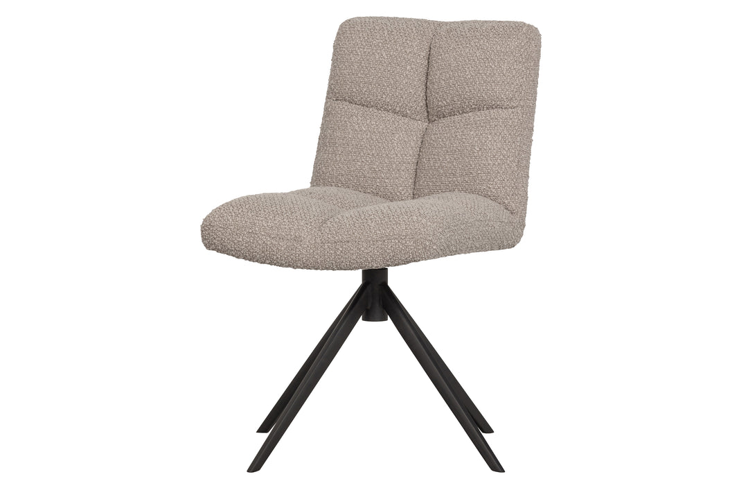 WOOOD EXCLUSIVE Vinny spisebordsstol drejelig sand bouclé polyester og sort metal