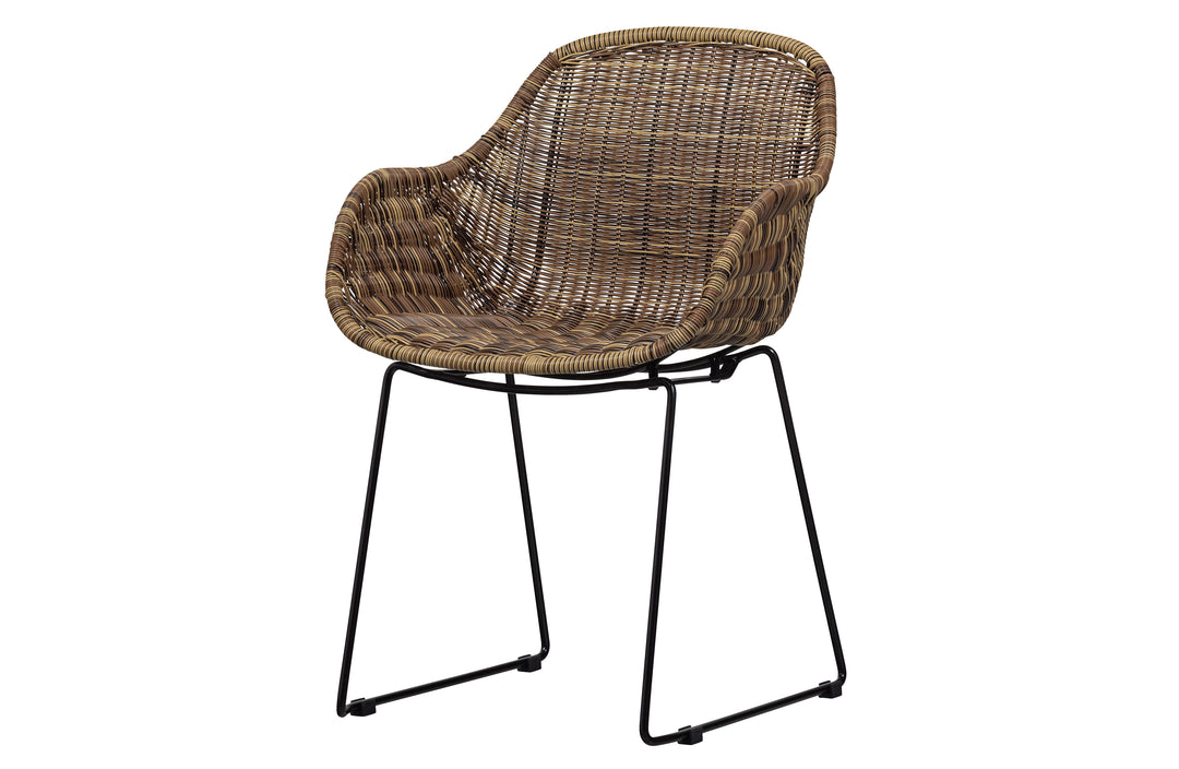 WOOOD EXCLUSIVE Willow havesol m. armlæn natur polyrattan og metal