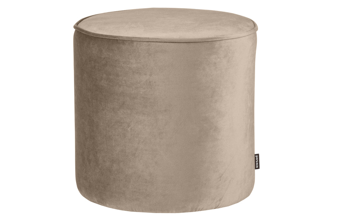WOOOD Sara høj puf rund khaki polyester fløjl Ø46