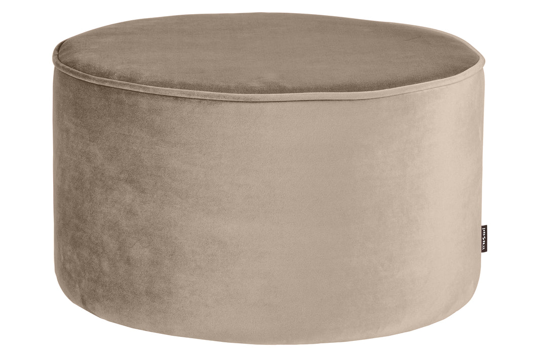 Produktbillede af WOOOD Sara lav puf rund khaki polyester fløjl Ø60 i premium kvalitet