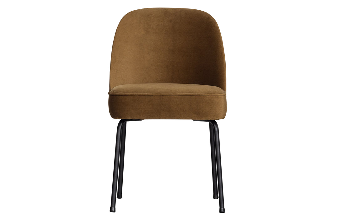 WOOOD Vogue spisebordsstol honning gul fløjl polyester og sort metal