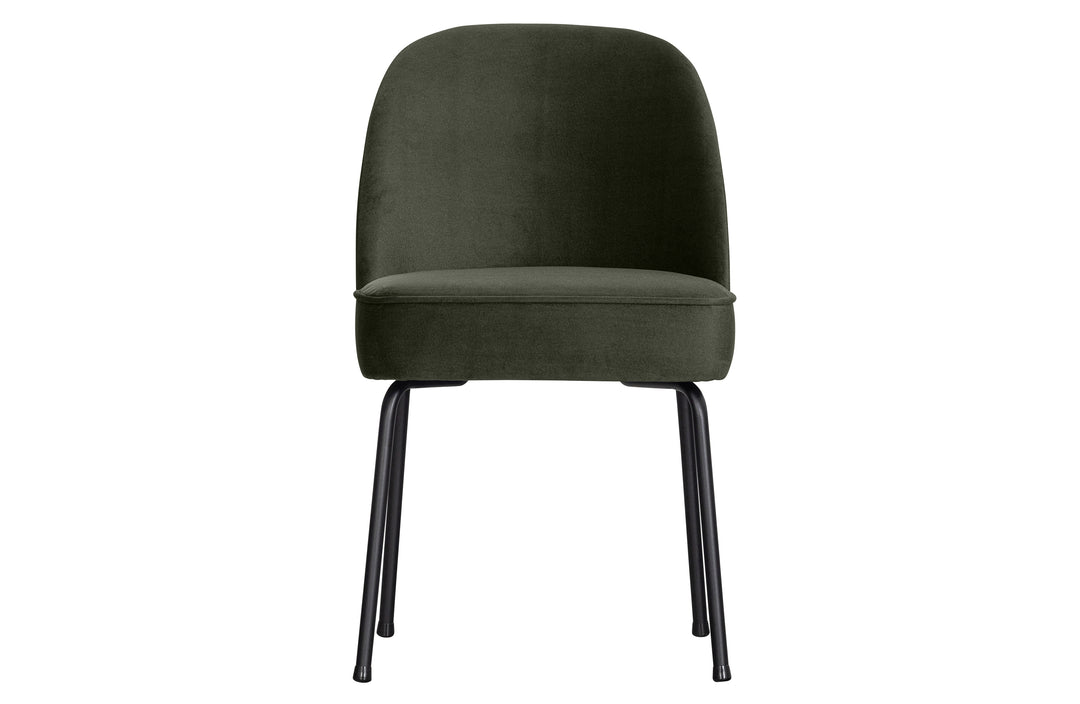 WOOOD Vogue spisebordsstol mørkegrøn fløjl polyester og sort metal