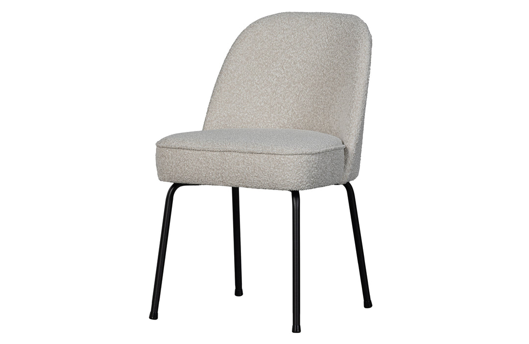 WOOOD Vogue spisebordsstol natur bouclé polyester stof og sort metal
