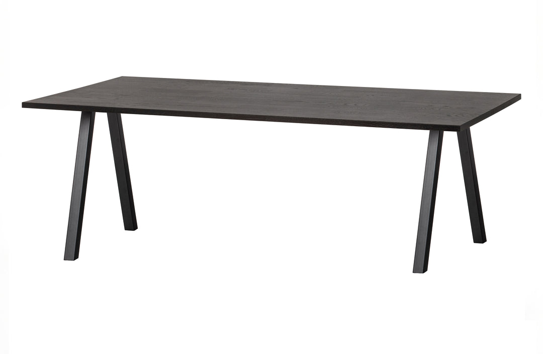 WOOOD Tablo spisebord rektangulær Blacknight egetræ og firkantet ben sort metal 160x90
