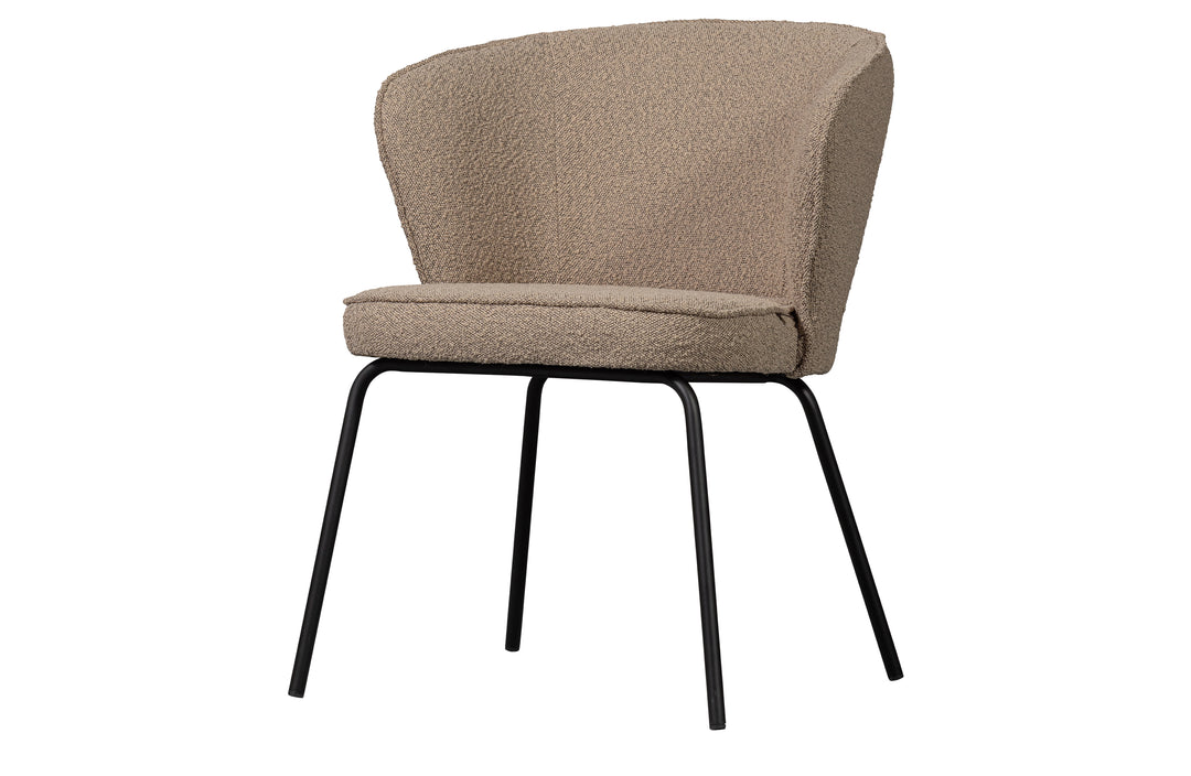 WOOOD Admit spisebordsstol beige bouclé polyester og sort metal
