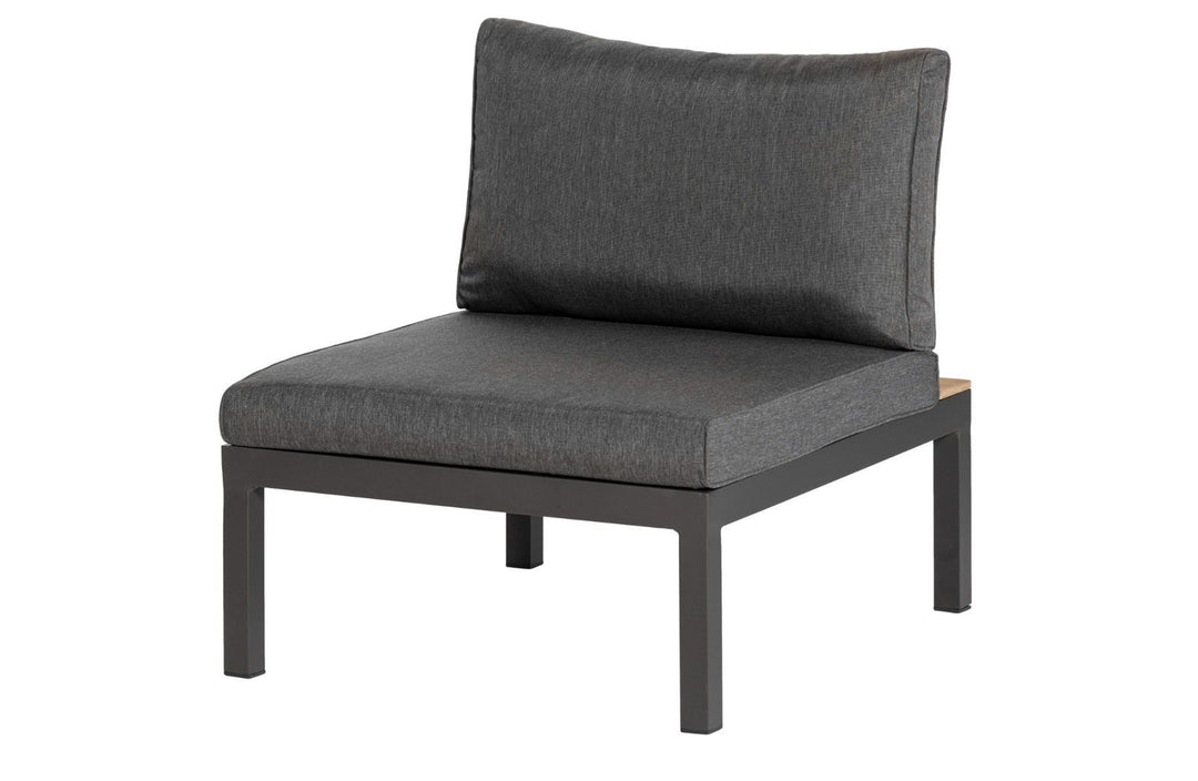 EXOTAN La Vida midter loungesofa antracitgrå stof teak og aluminium