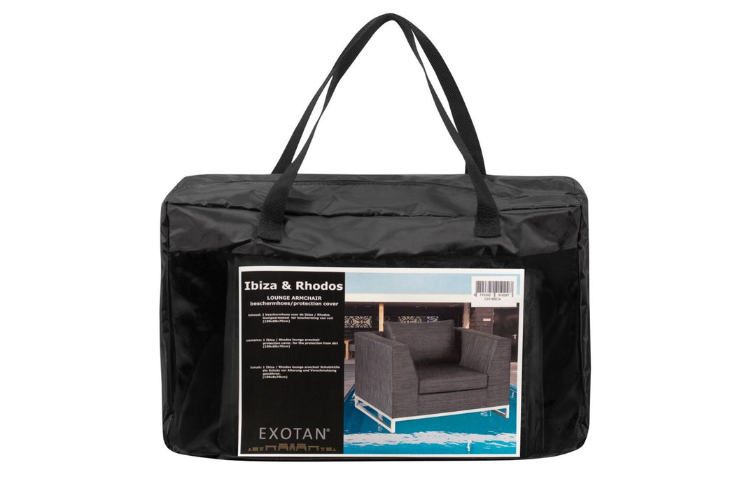 Produktbillede af EXOTAN Rhodos beskyttelsesovertræk til loungestol til haven sort i premium kvalitet