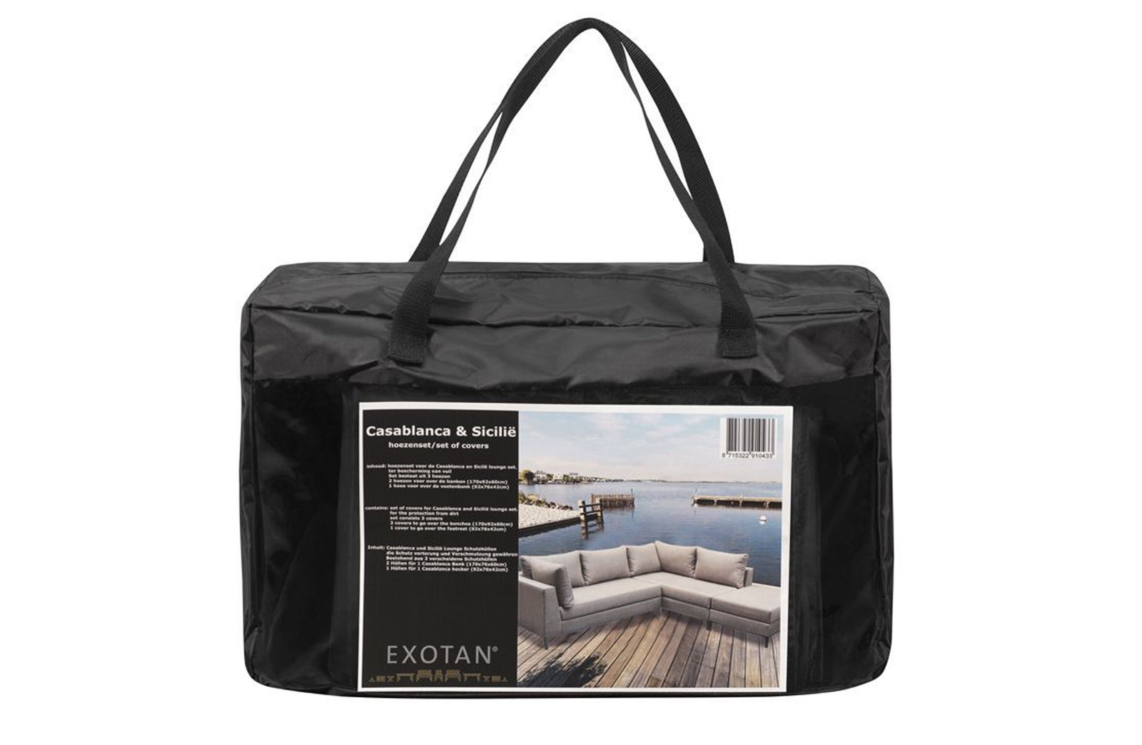 Produktbillede af EXOTAN SiciliÃ beskyttelsesovertræk til hjørnesofa til haven sort i premium kvalitet
